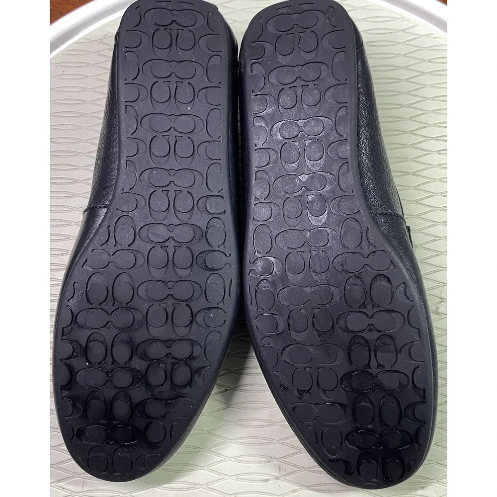 Coach Black‎ Leather Jake 6CM Men's Driving Loafer Shoes Signature C 7.5 M EUC